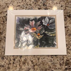 Watercolor Floral Art Print in White Frame
